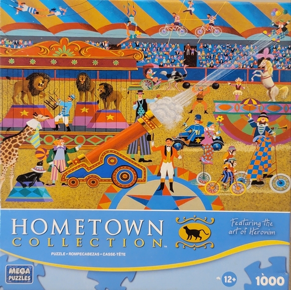 Mega puzzles Hometown collection "at the circus" 1000 piece puzzel. Bright fun - Picture 1 of 7